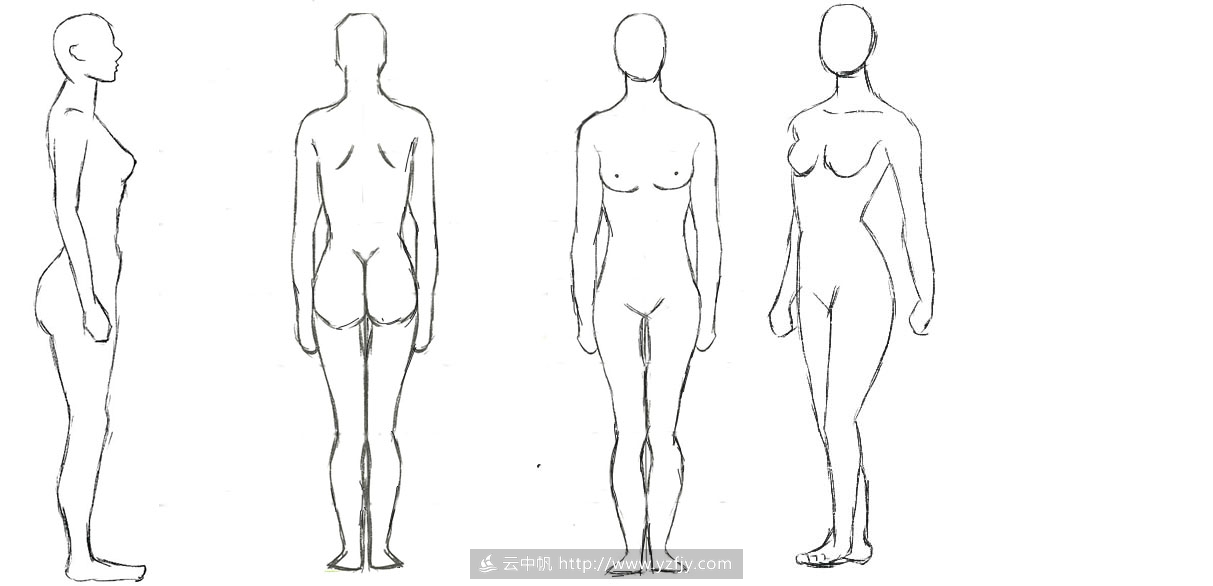 作业: 暑假班第8节- 男女身体绘画技法之3/4侧 .侧面